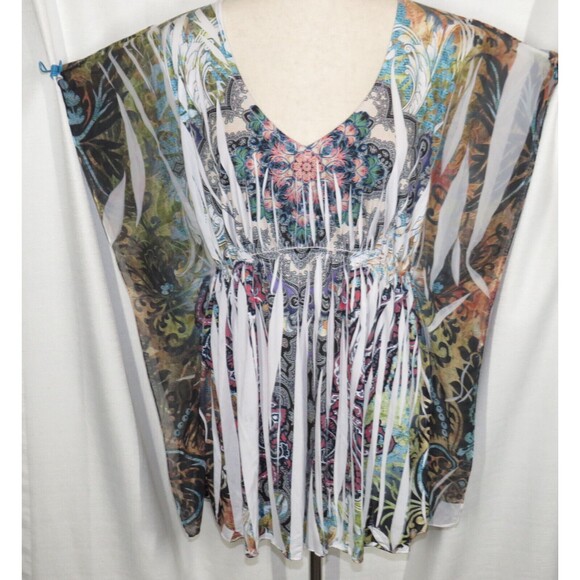 Lafiance Y2K Sublimation Print Flowy Flutter Sleeve Top Size XL - Picture 2 of 9